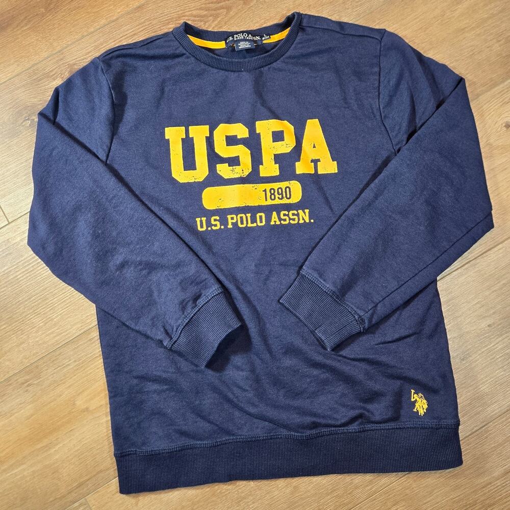 US Polo Assn Boys Sweater Large 10-12 Navy Pony Logo Preppy School Pullover